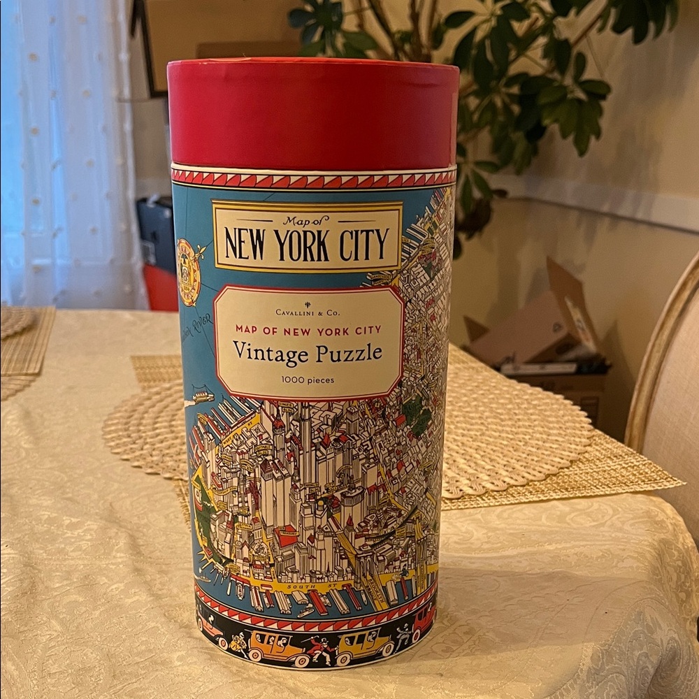 New York City Vintage Puzzle - Red and Blue from Cavallini & Co. 1000 piece